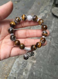 Đá mắt mèo thiên nhiên mix phụ kiện bạc ta