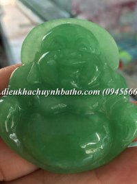 Mặt dây chuyền phật Di Lặc đá ngọc thiên nhiên bọc bạc