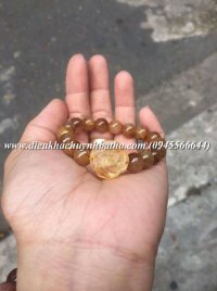 Vòng tay thạch anh tóc mix hoa mẫu đơn thạch anh tóc