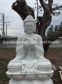 Tượng Phật Thích ca đá trắng nguyên khối