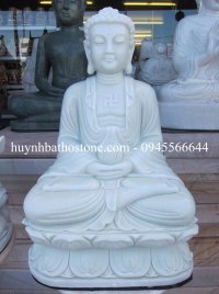 Tượng Phật Thích ca đá trắng nguyên khối