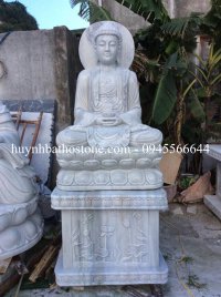 Tượng Phật Thích ca đá trắng nguyên khối