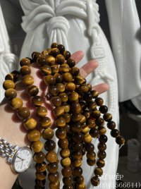 Chuỗi hạt đá thạch anh mắt hổ vàng nâu tự nhiên loại 5A.