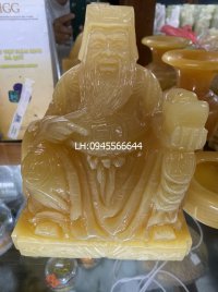 Bộ Thần Tài Thổ Địa đá ngọc hoàng long cao 20cm