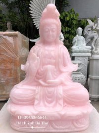 Tượng phật Bồ Tát đá thạch anh hồng đẹp 