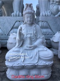 Tượng Phật Quán âm ngồi bằng đá đẹp cao 85cm