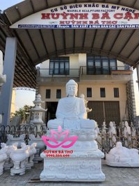 Tượng Phật Thích ca đá trắng nguyên khối