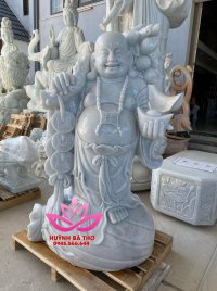 Tượng Bồ Tát Di Lặc bằng đá đẹp đứng trên bao tiền