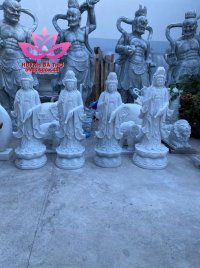 Tượng Kim Cang  Hộ Pháp bằng đá trắng xám cao 2.7m