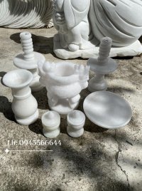 Bộ đồ thờ cúng bằng đá trắng non nước