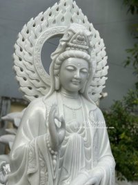 Tượng Quan Âm có hào quang đứng đài sen 2,5m