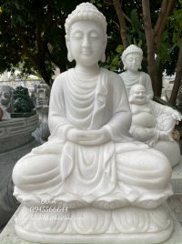 Tượng ngài Thích Ca đá trắng 60cm