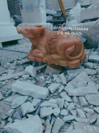 Tượng trâu nằm đá vàng cà rốt nguyên khối