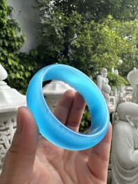 Vòng tay đá Mắt Mèo màu xanh dương bản to - vòng tay mệnh mộc và thủy