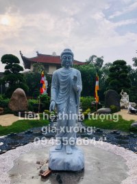 Tôn tượng BỔN SƯ THÍCH CA ĐỨNG - tượng BỔN SƯ THÍCH CA ban phước bằng đá nguyên khối
