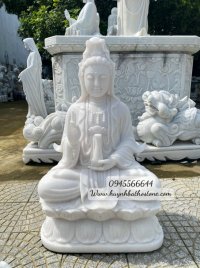 Tôn tượng Phật Quan âm ngồi cao 1m tuyệt đẹp đá nguyên khối.