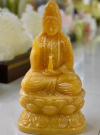 Quan âm ngồi đá Ngọc cao 30cm.