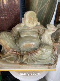Tượng ngài Di Lặc ngồi  chiều ngang 35cm đá ngọc