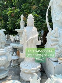 Tượng Phật Quan Âm đá trắng non nước 