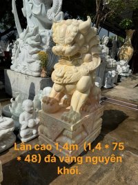 Tượng lân đá vàng 1,4m