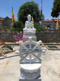 Bánh xe chuyển pháp luân bằng đá tự nhiên cao 80cm
